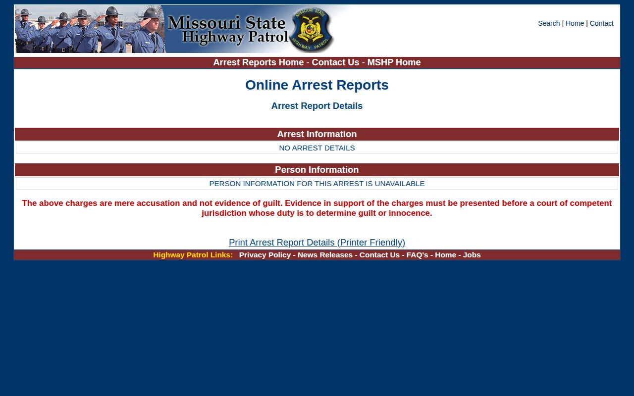 MSHP Atchison arrest detail and accusation disclaimer