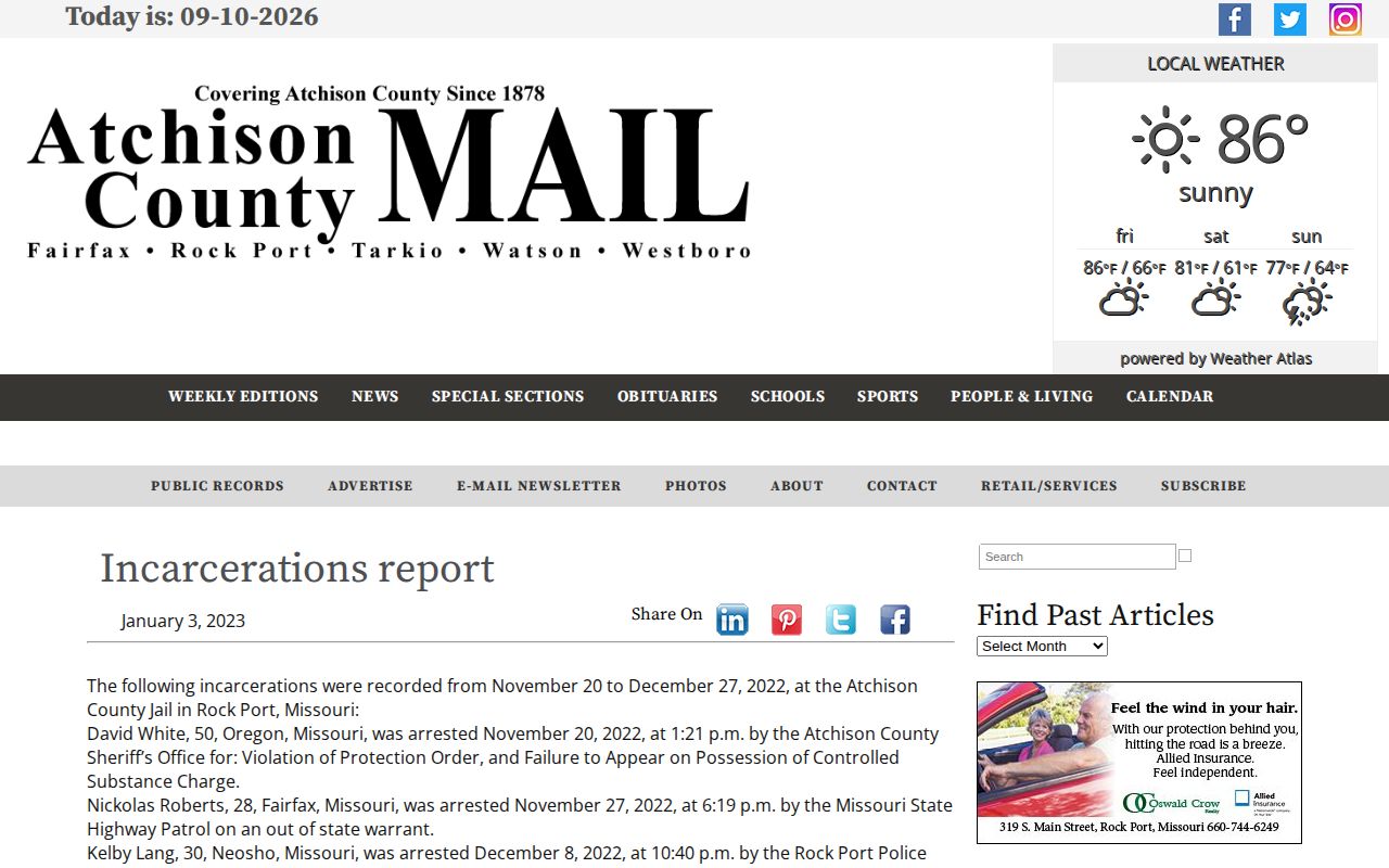 Atchison County Mail multi-day incarceration report