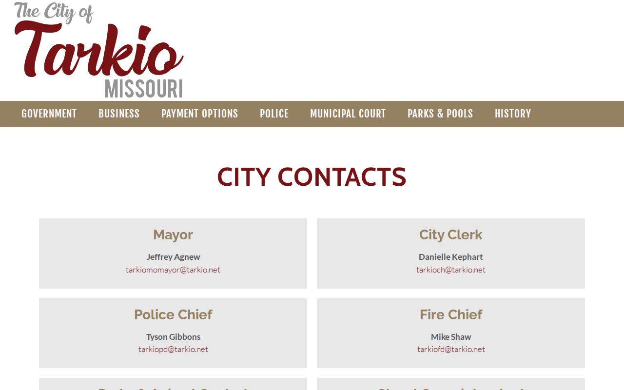 Official Tarkio Police contact for recent arrest records