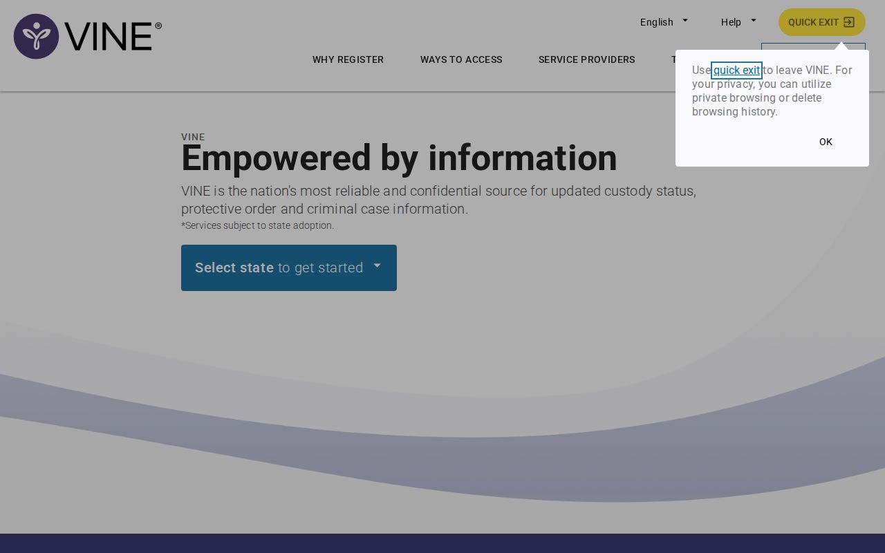 VINELink interface used for Missouri custody searches