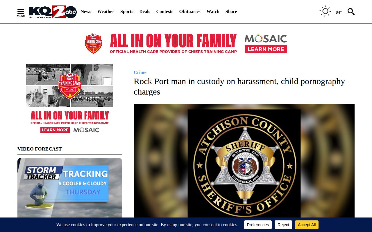 Regional KQ2 report about an Atchison County custody event